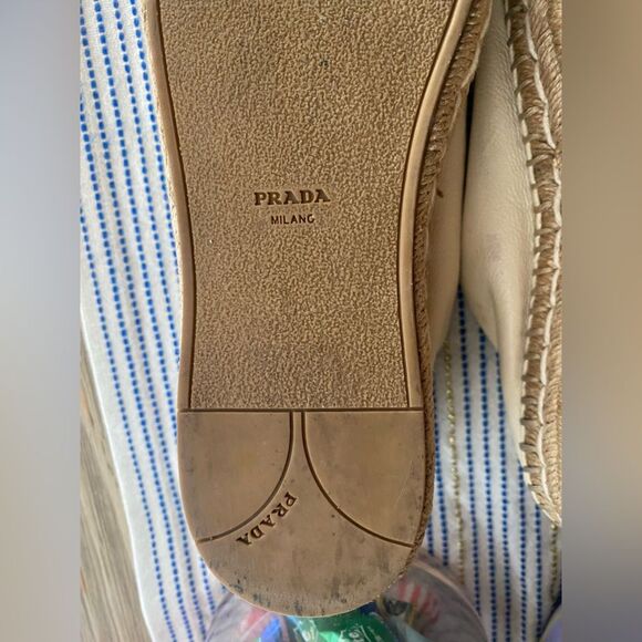 PRADA Espadrille Platform Sneakers in White Leather Sz 37 - Picture 7 of 11